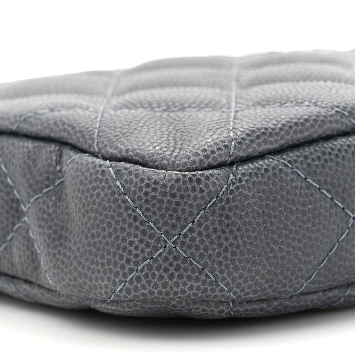 Caviar Quilted Small Clutch With Chain Grey