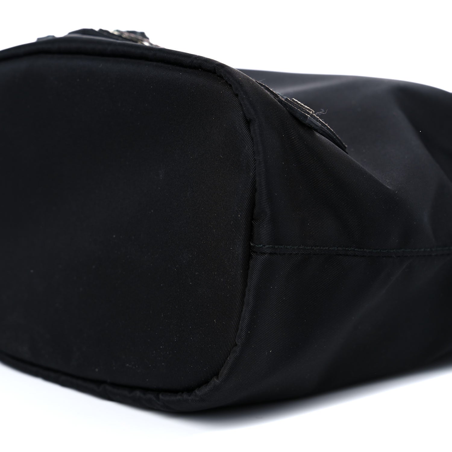 Prada Saffiano Tessuto Nylon Vela Lettering Bucket Wristlet Black 8 of 8