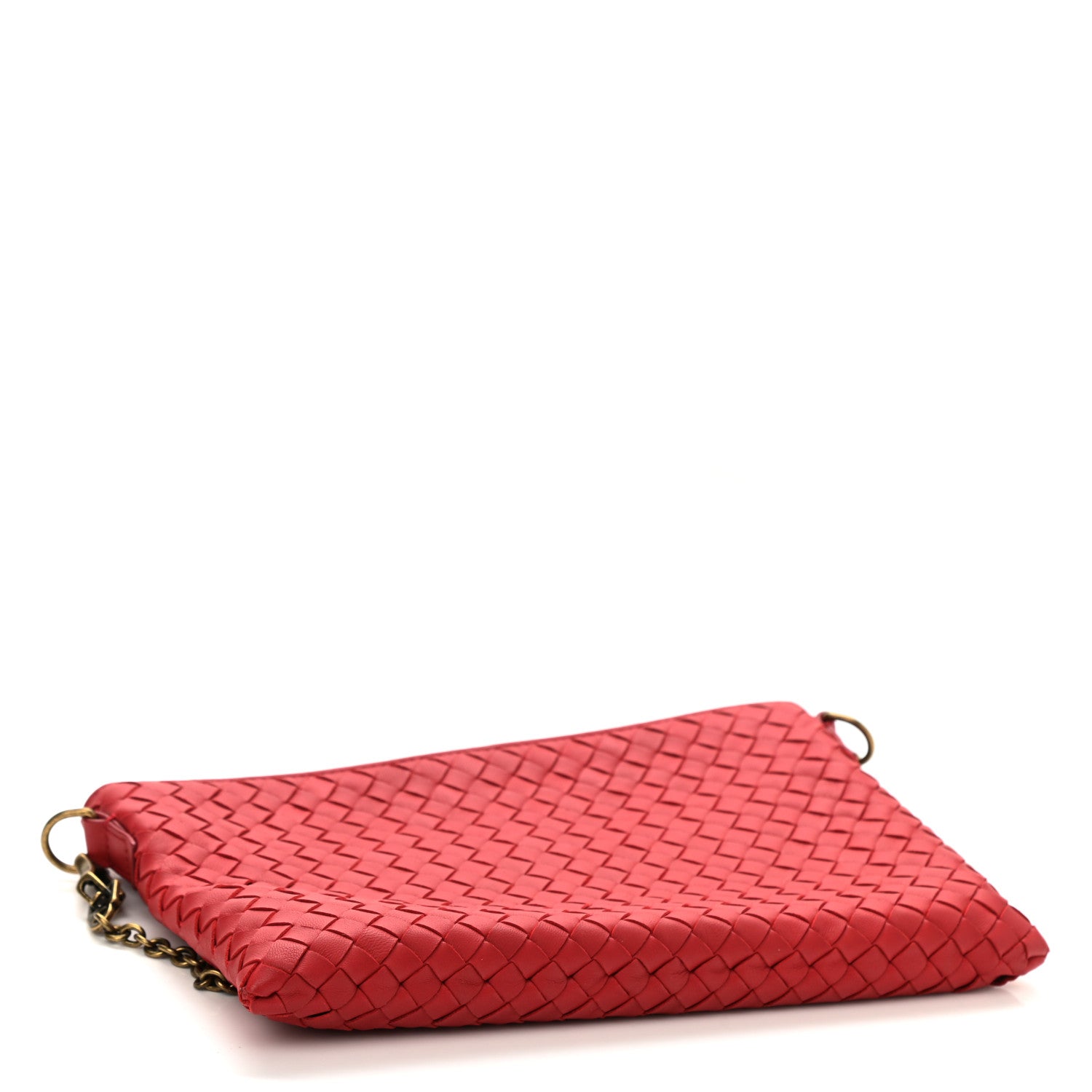 Bottega Veneta Nappa Intrecciato Biletto Chain Crossbody Red 4 of 12