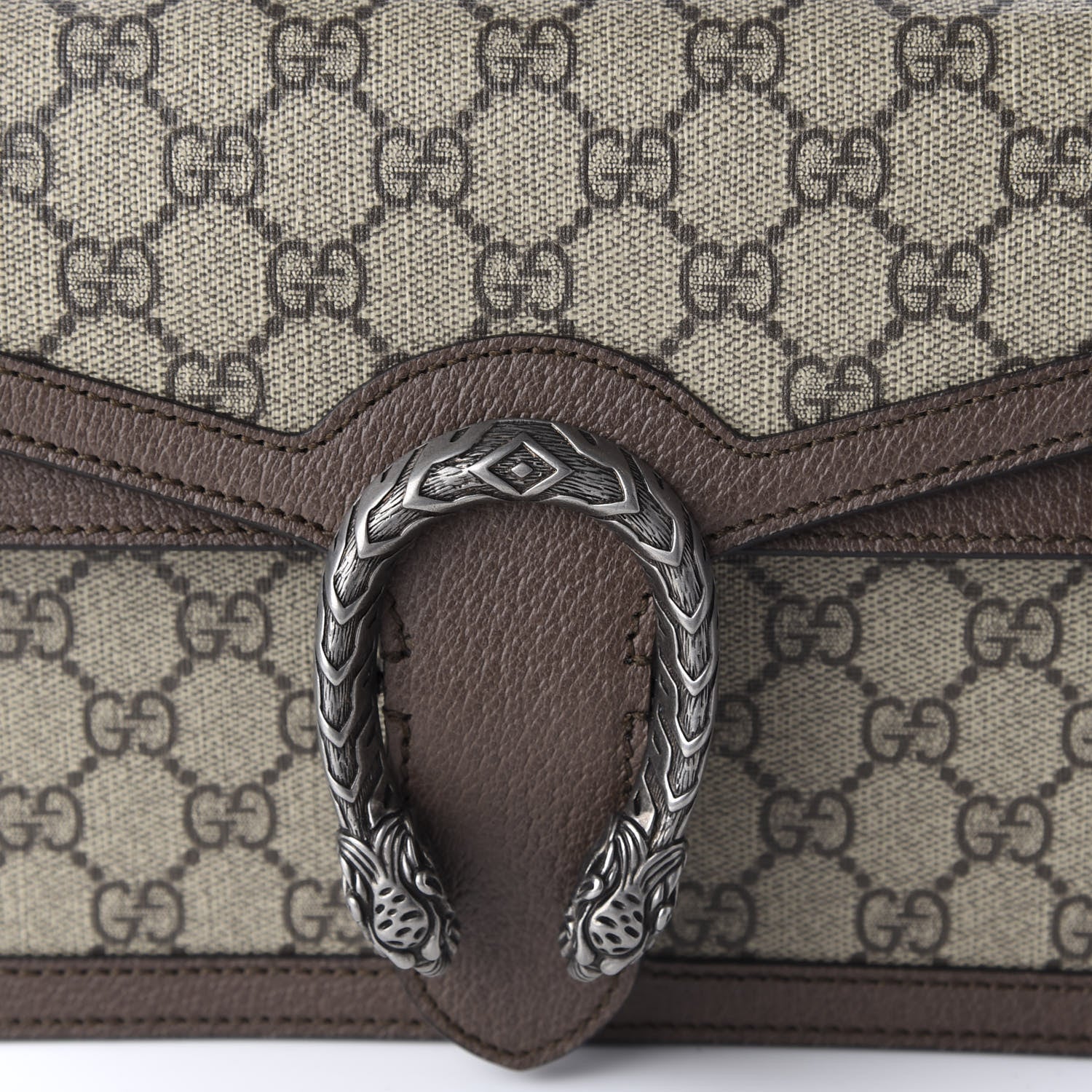Gucci GG Supreme Monogram Textured Dollar Calfskin Top Handle Dionysus Shoulder Bag Beige Ebony New Acero 11 of 11