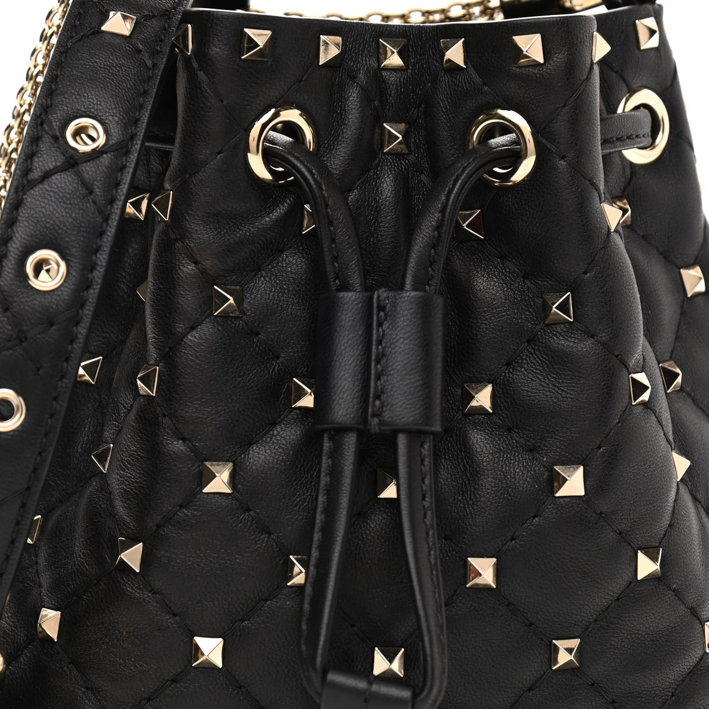 Nappa Mini Rockstud Spike Bucket Bag Black