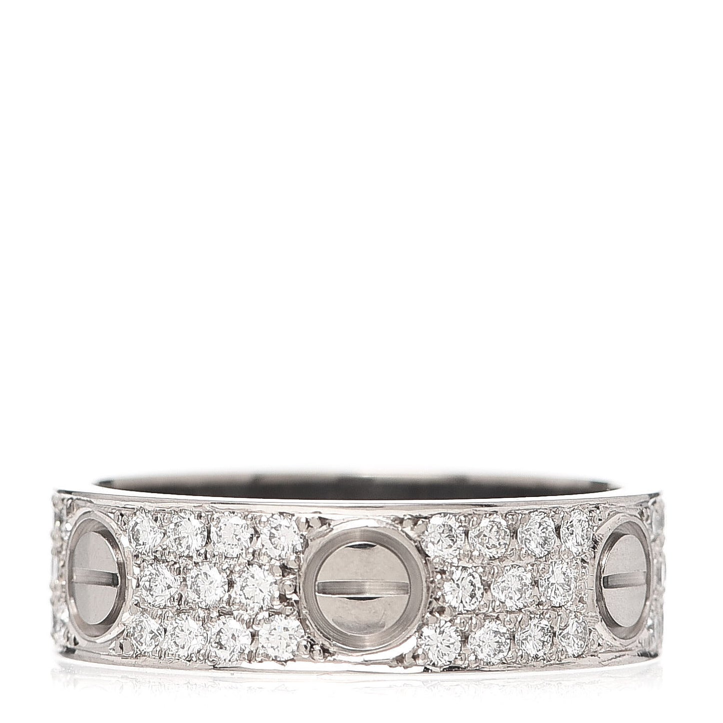 18K White Gold Diamond 6mm LOVE Paved Ring 58 8.25