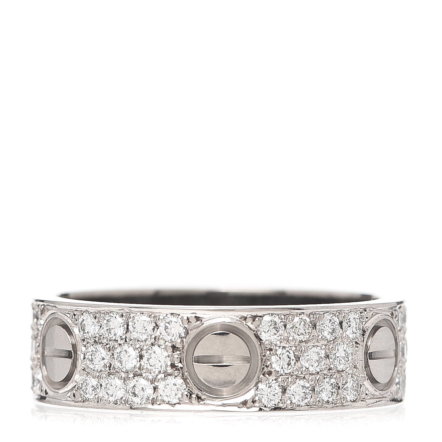 Cartier 18K White Gold Diamond 6mm LOVE Paved Ring 58 8.25 1 of 6