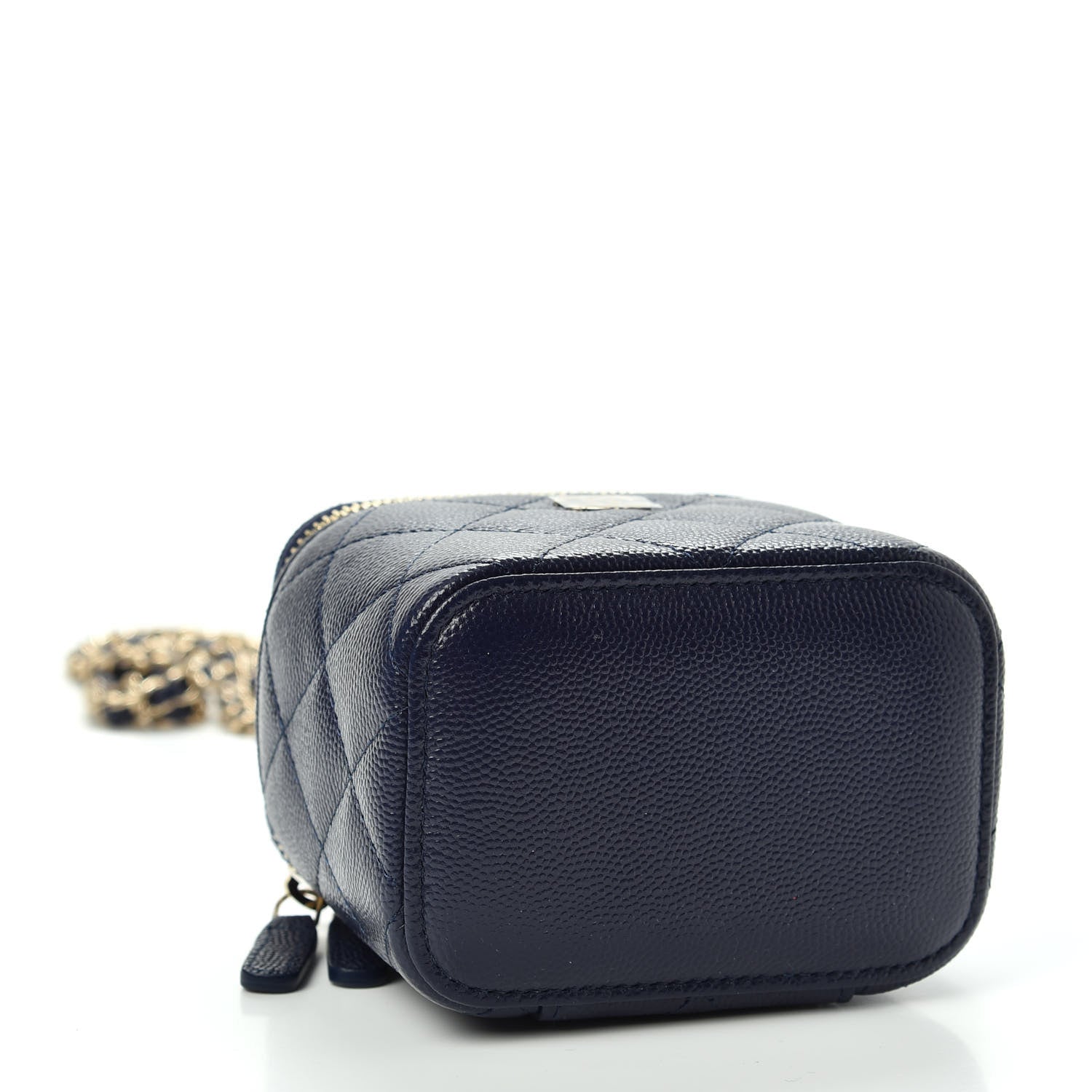 Chanel Caviar Quilted Mini Vanity Case With Chain Navy Blue 3 of 9