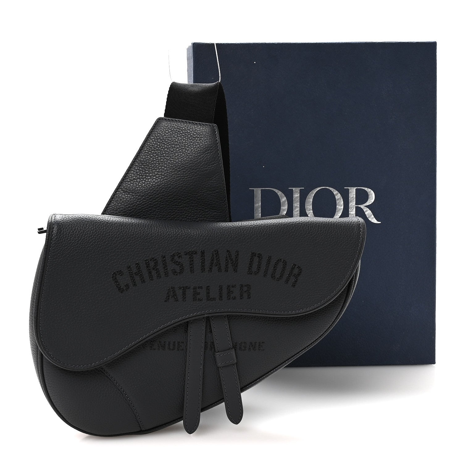 Christian Dior Calfskin Atelier Signature Print Mens Saddle Bag Grey 10 of 10