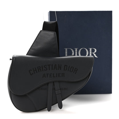 Christian Dior Calfskin Atelier Signature Print Mens Saddle Bag Grey 10 of 10