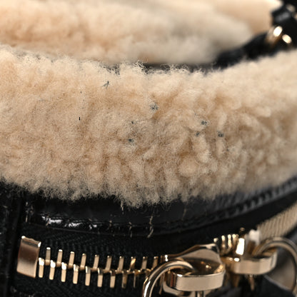 Chanel Shiny Crumpled Sheepskin Shearling Waist Bag Black Beige 11 of 12