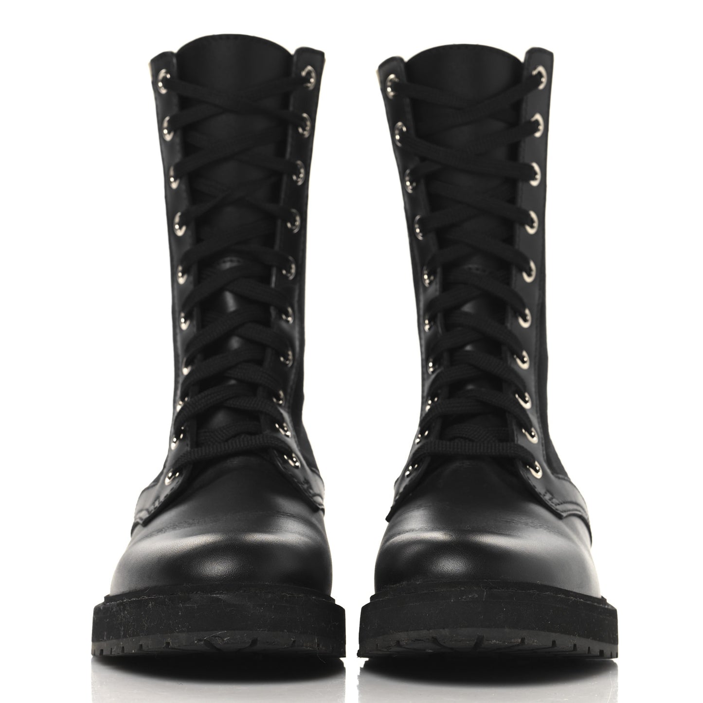 Calfskin Stretch Fabric Rockoko Biker Boots 36.5 Tobacco Black Marino