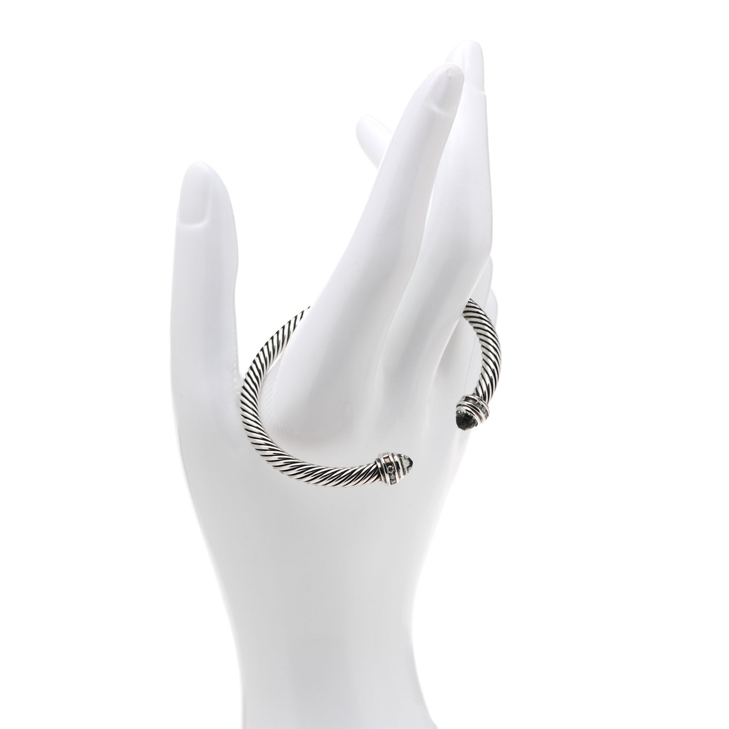Sterling Silver Diamond Prasiolite 5mm Cable Classics Bracelet