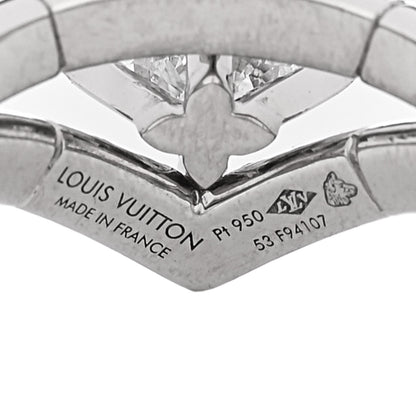 Louis Vuitton Platinum Diamond LV Monogram Star Cut Pave Double Ring 54 6.75 5 of 6