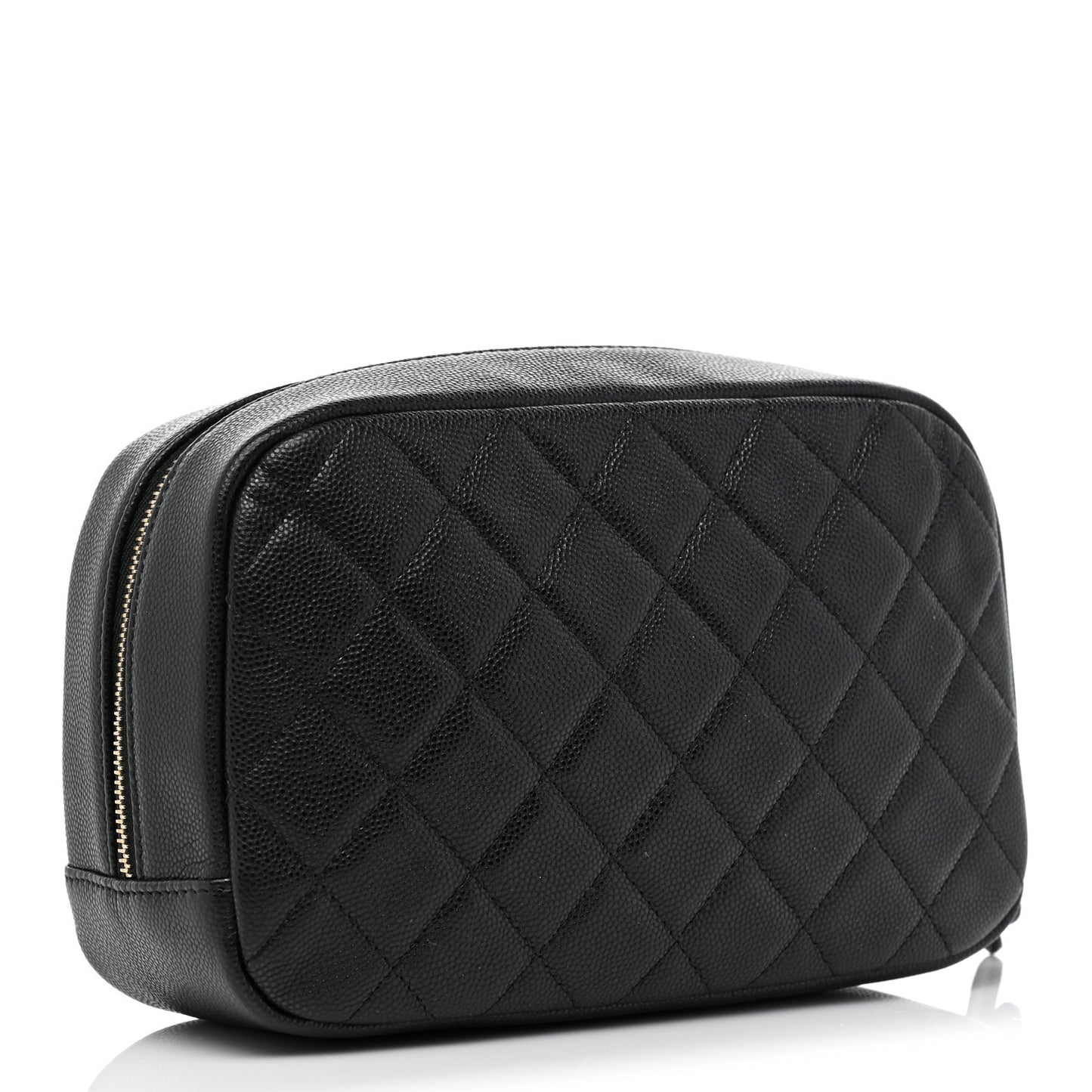 Caviar Quilted Medium Curvy Pouch Cosmetic Case Black