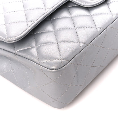 Chanel Metallic Lambskin Quilted Medium Double Flap Silver 10 of 12