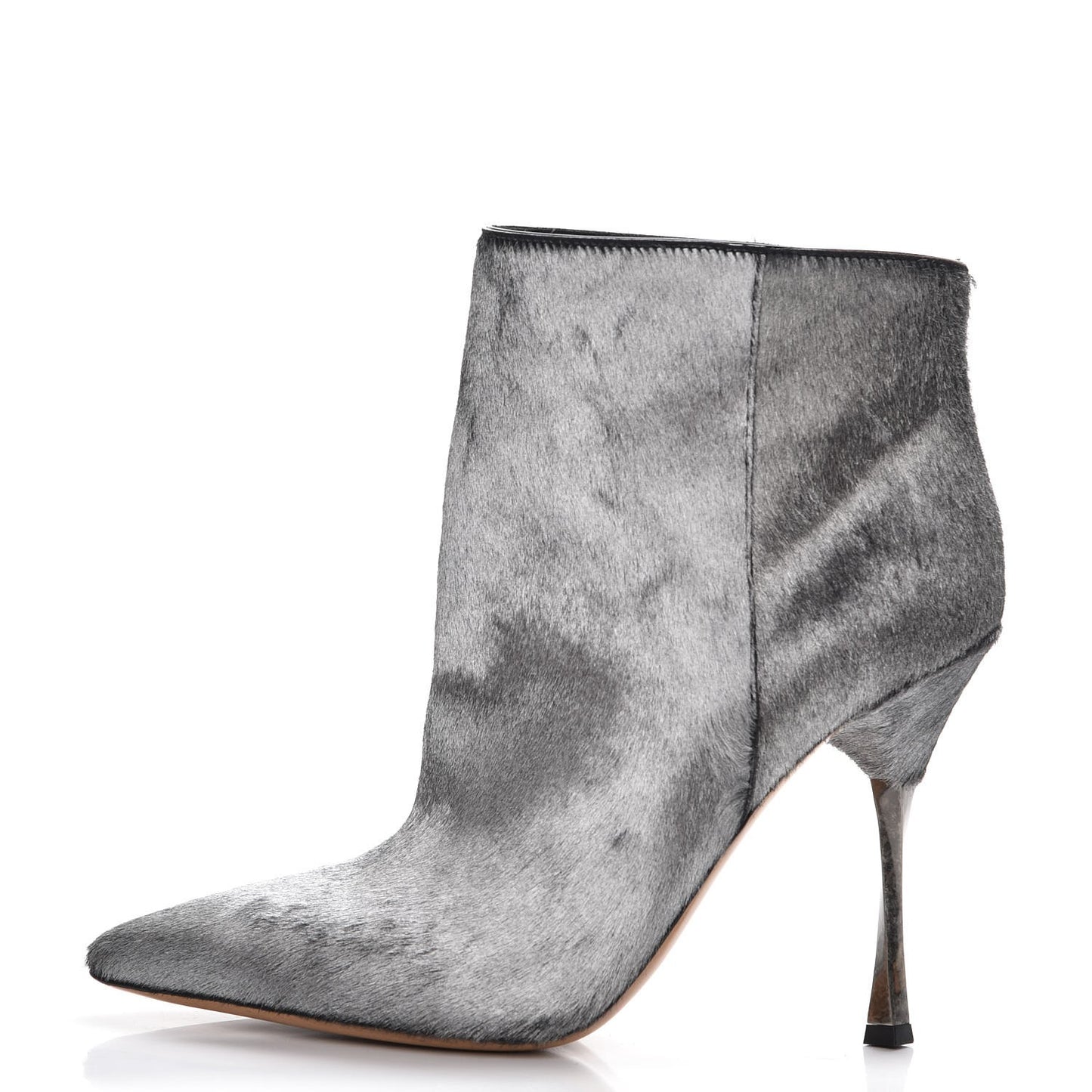 Dyed Calf Hair Ankle Boots 37.5 Silver