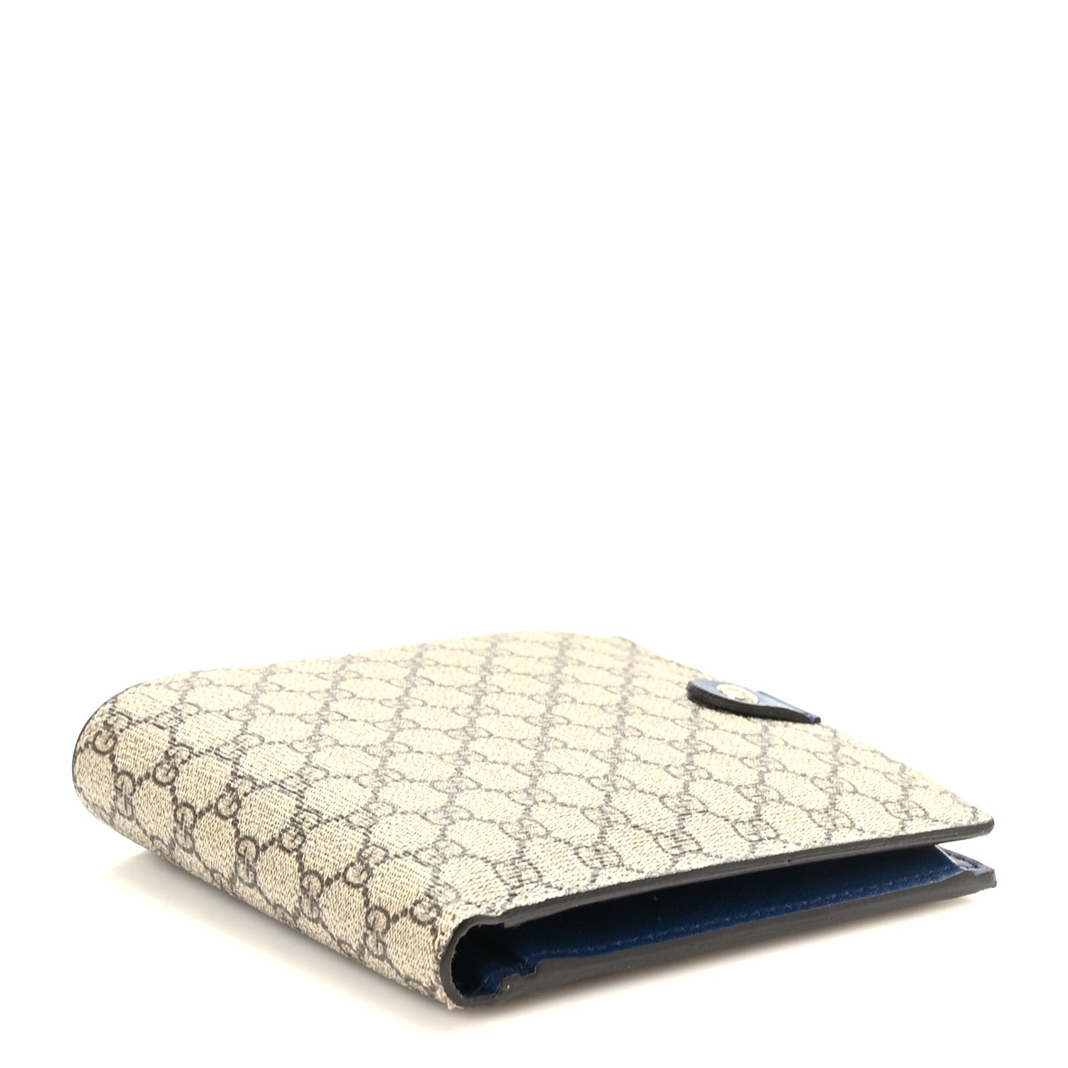 Gucci GG Supreme Monogram Calfskin Bi-Fold Wallet Beige Ebony Blue 5 of 7