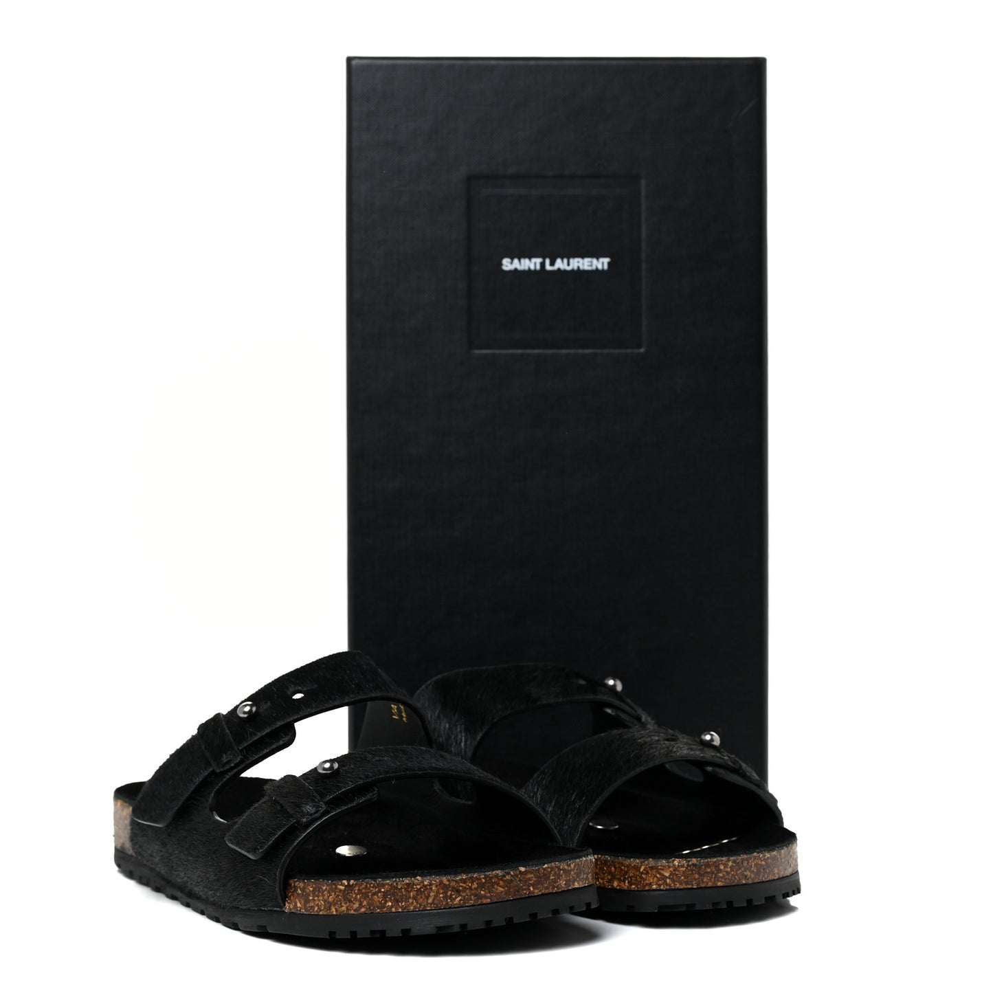 Calf Hair Jimmy Cross Slides 38.5 Black