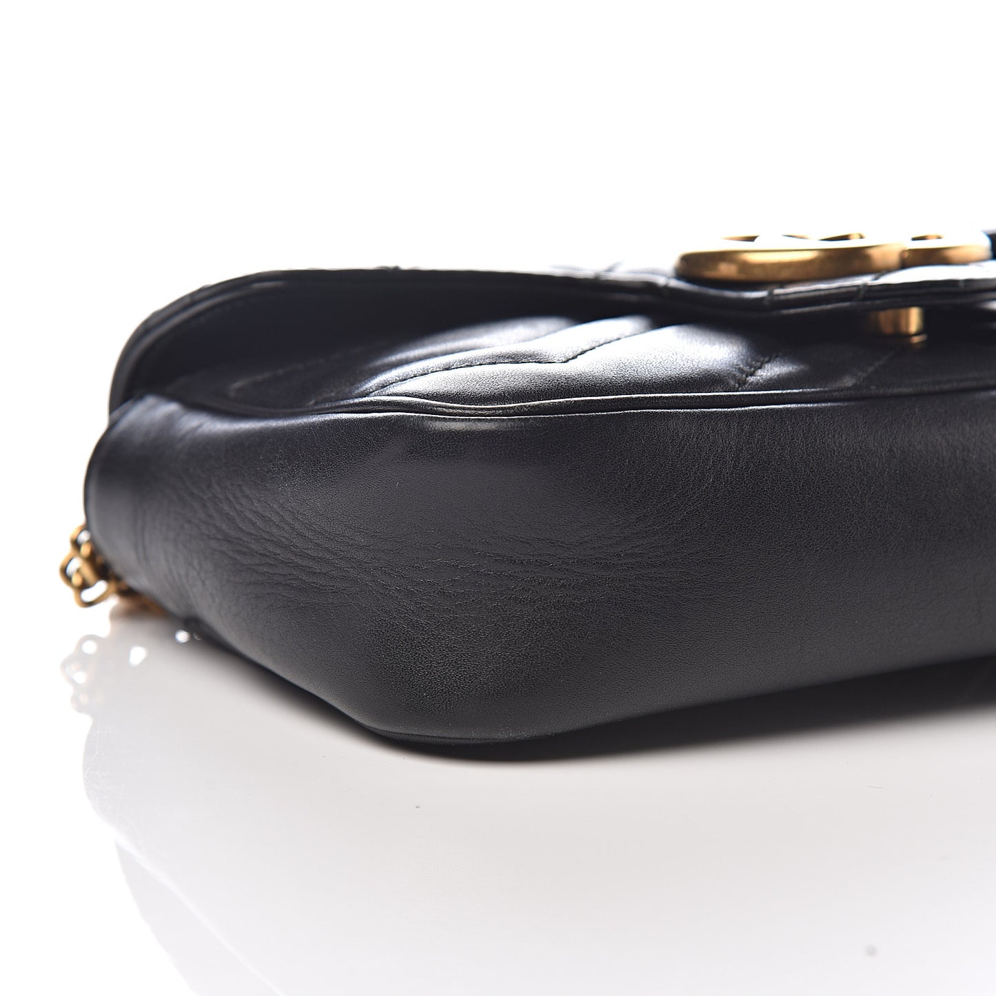 Calfskin Matelasse Super Mini GG Marmont Shoulder Bag Black
