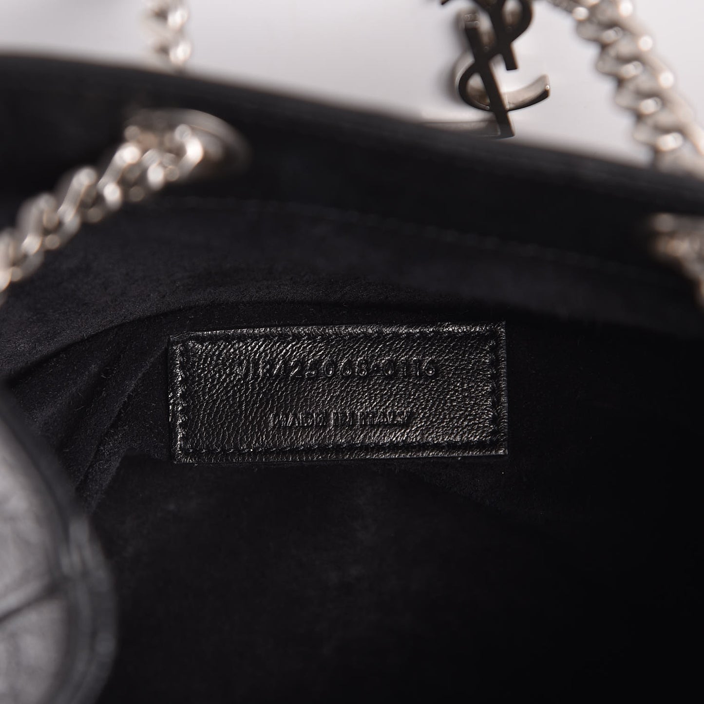 Calfskin Crocodile Embossed Baby Emmanuelle Bucket Bag Black