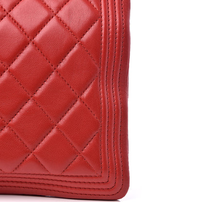 Chanel Lambskin Quilted Beauty CC Boy Clutch Red 11 of 13