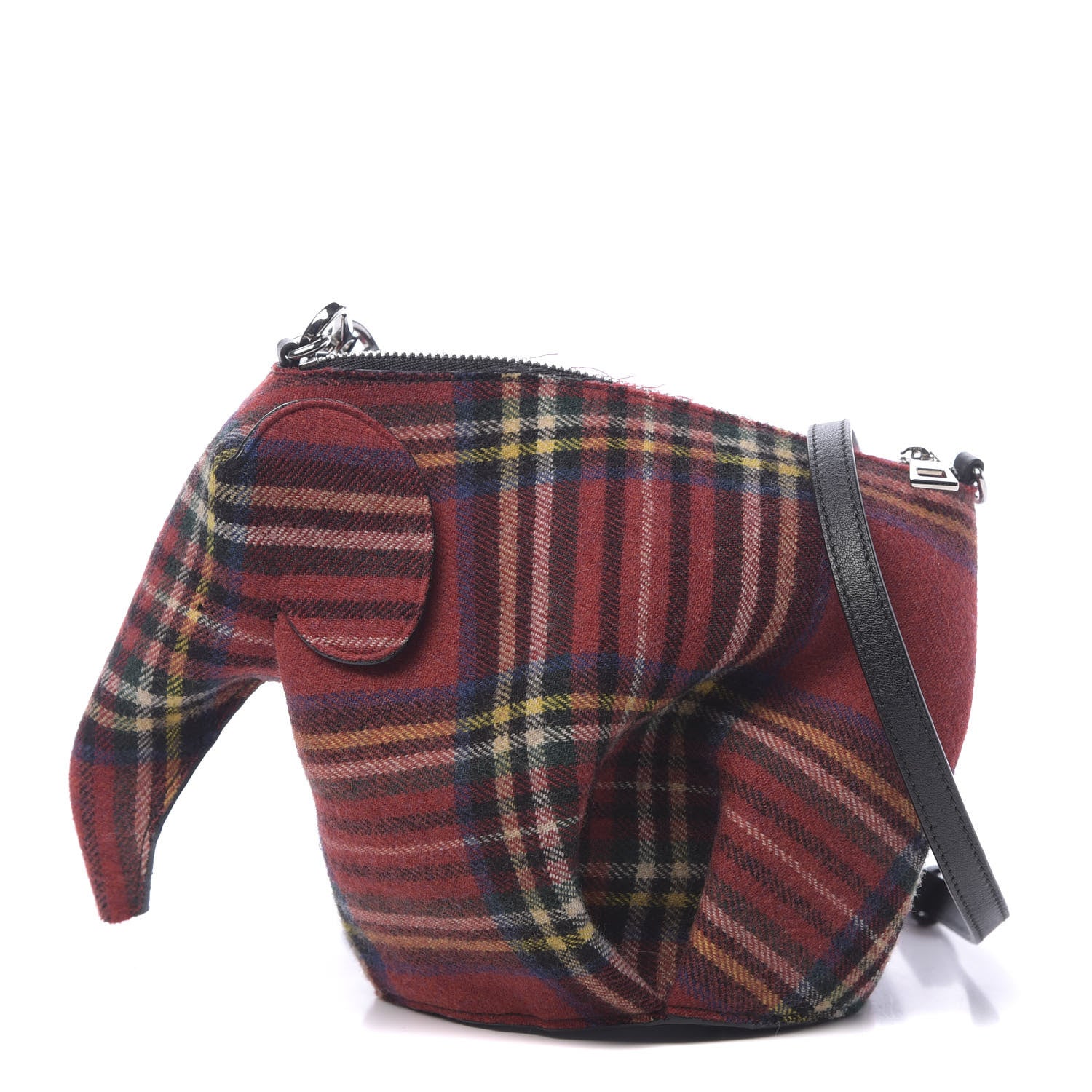 Loewe Wool Calfskin Mini Elephant Crossbody Bag Red Tartan 1 of 11