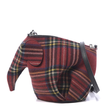 Loewe Wool Calfskin Mini Elephant Crossbody Bag Red Tartan 1 of 11