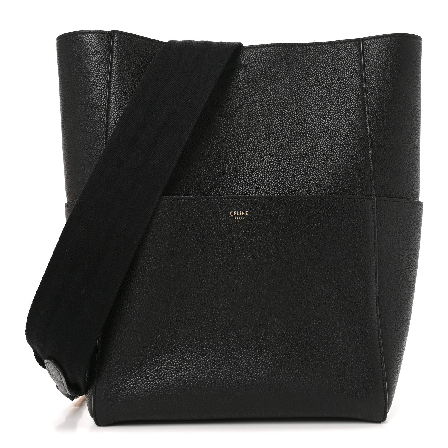 Celine Soft Grained Calfskin Sangle Bucket Bag Black 1 of 10
