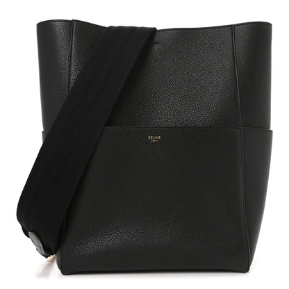 Celine Soft Grained Calfskin Sangle Bucket Bag Black 1 of 10