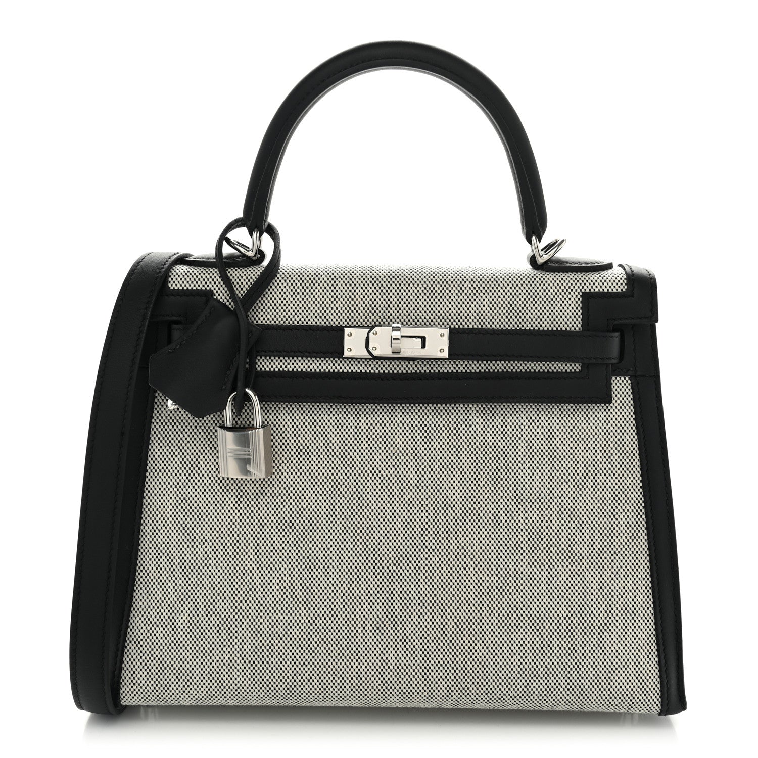 Hermes Toile H Swift Kelly Sellier 25 Ecru Black 1 of 10