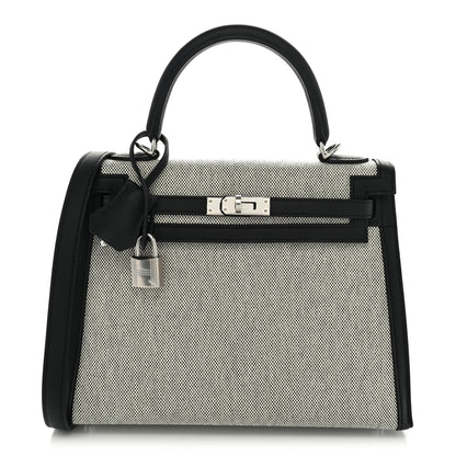 Hermes Toile H Swift Kelly Sellier 25 Ecru Black 1 of 10