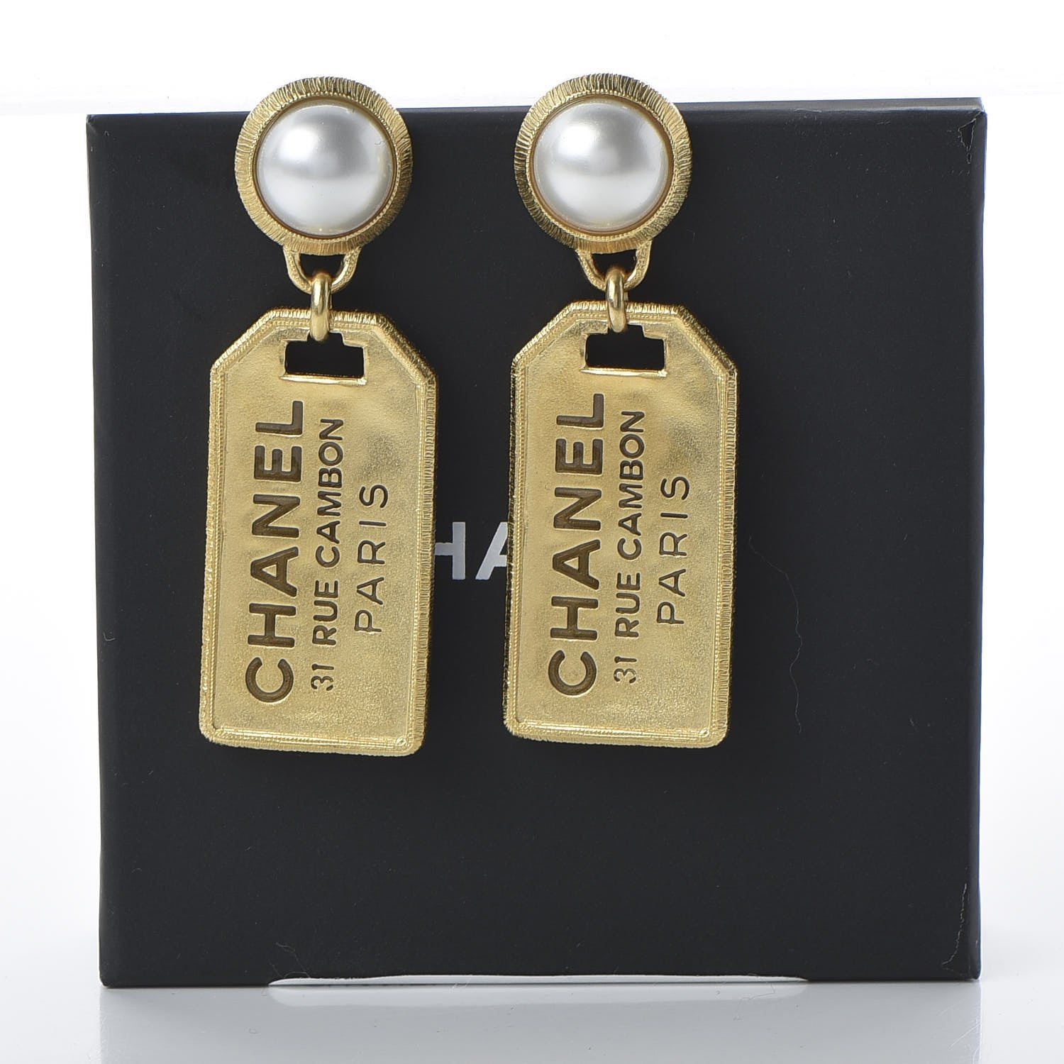 Chanel Pearl CC Tags Drop Earrings Gold 5 of 5