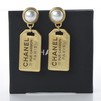 Chanel Pearl CC Tags Drop Earrings Gold 5 of 5
