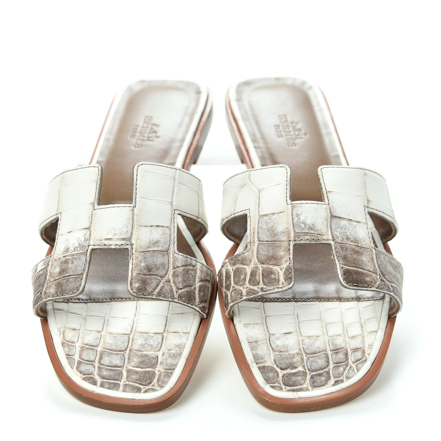 Matte Niloticus Crocodile Himalaya Oran Sandals 38 Blanc
