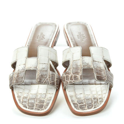 Hermes Matte Niloticus Crocodile Himalaya Oran Sandals 38 Blanc 5 of 11