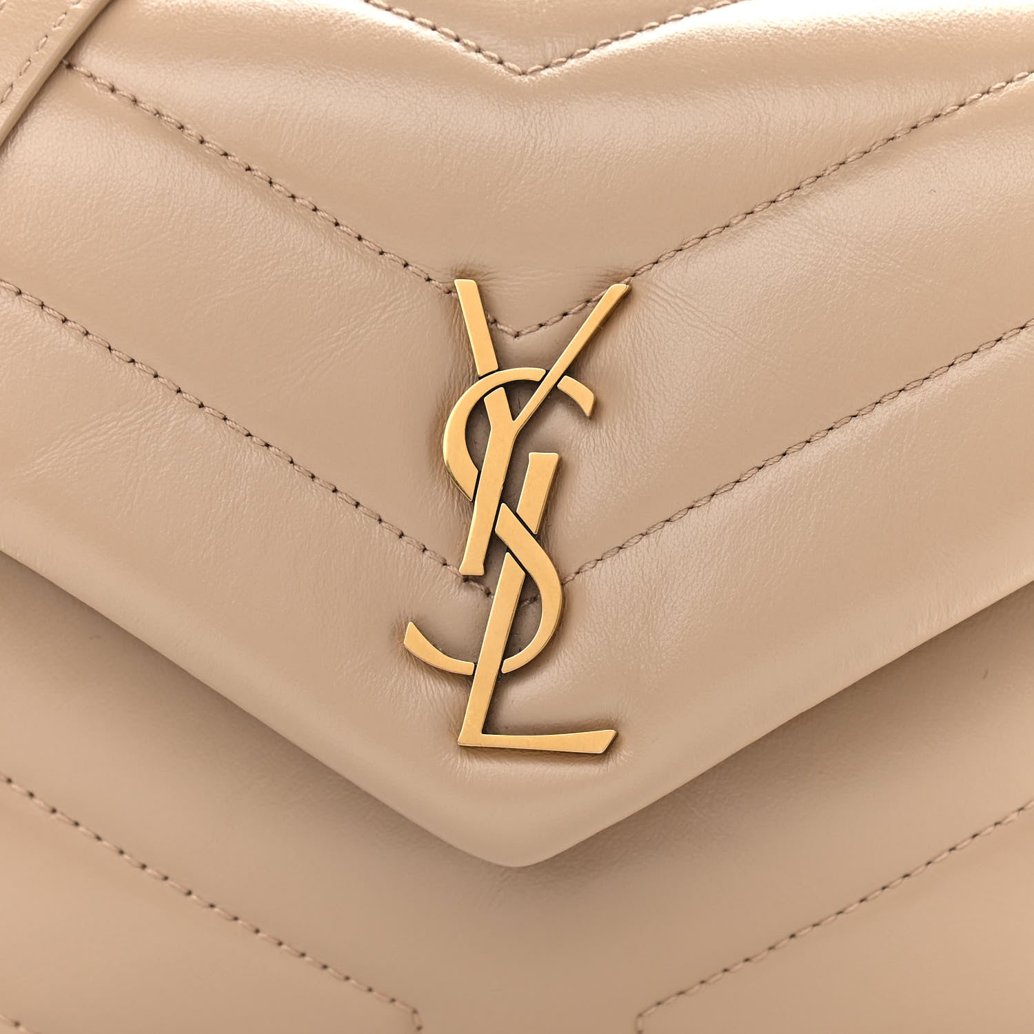 Saint Laurent Calfskin Y Quilted Monogram Toy Loulou Crossbody Bag Latte 8 of 11