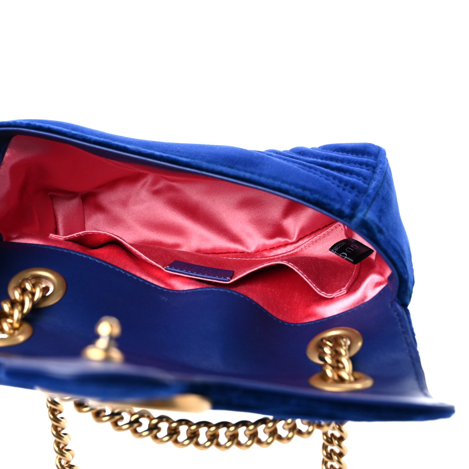 Gucci Velvet Matelasse Mini GG Marmont Shoulder Bag Cobalt Blue 5 of 12