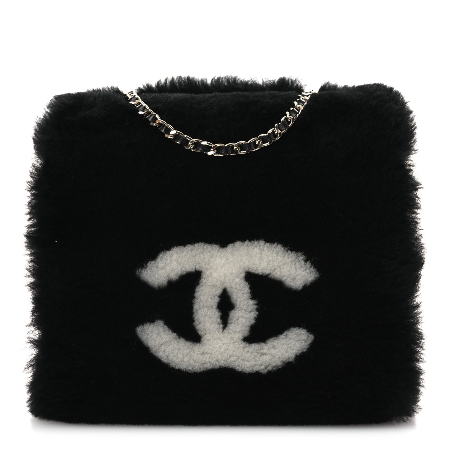 Muff Shearling Lambskin Bag Black Ecru