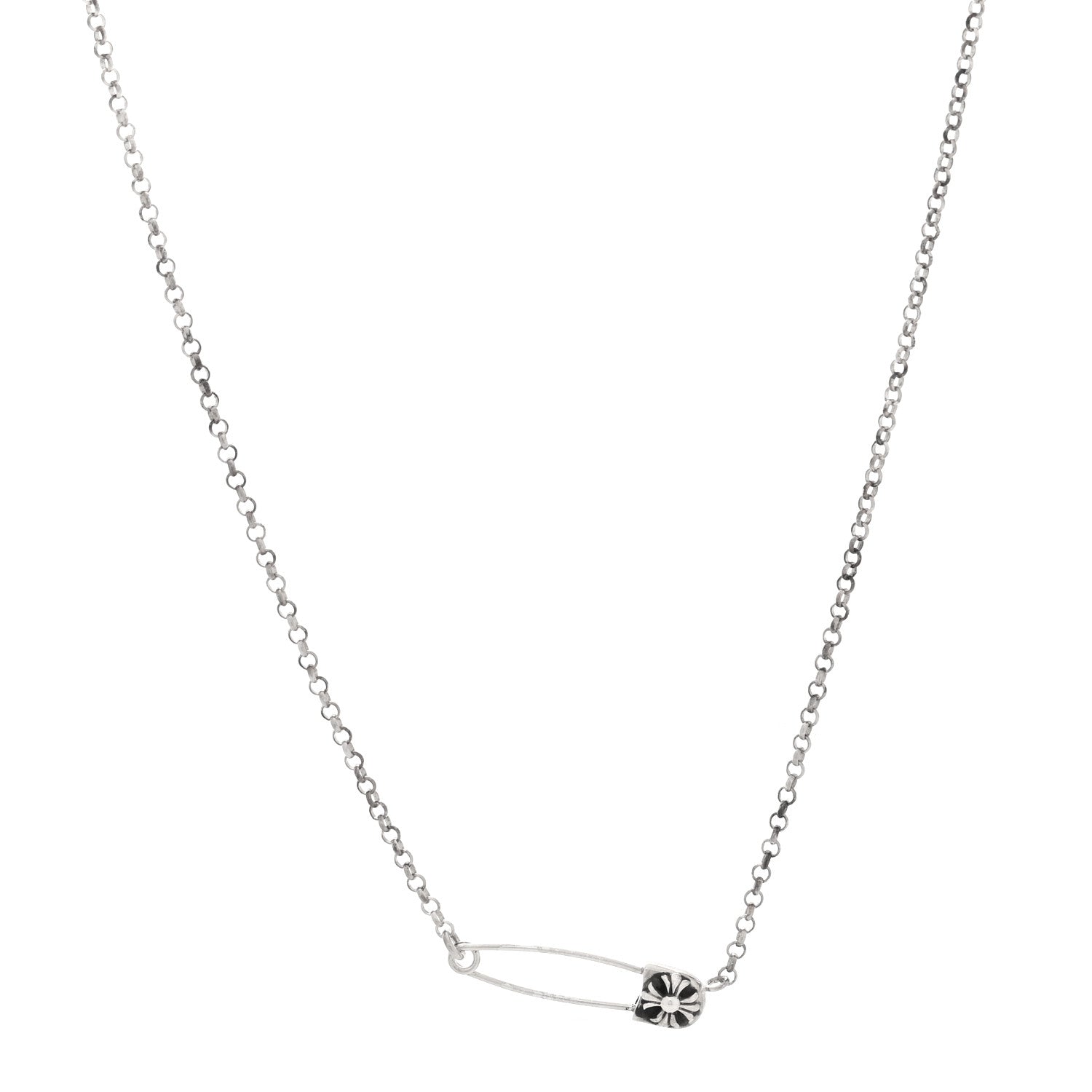 Chrome Hearts Sterling Silver Safety Pin Pendant Necklace 1 of 4