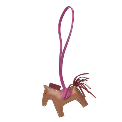 Hermes Milo Lambskin Grigri Rodeo Horse Bag Charm PM Sesame Grenat Rose Poupre 1 of 2
