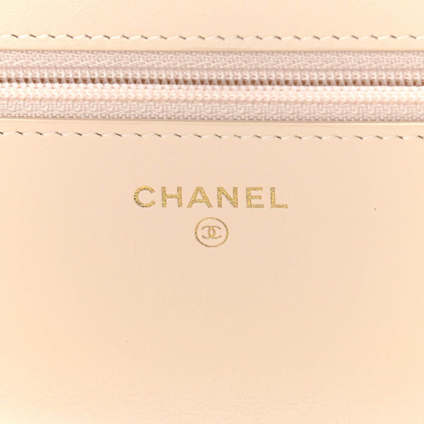 Goatskin Quilted Chanel 19 Wallet On Chain WOC Light Beige