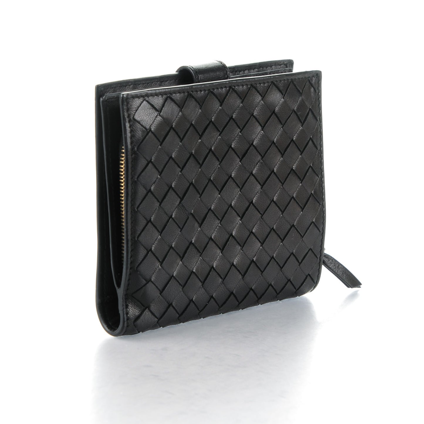 BOTTEGA VENETA Nappa Intrecciato French Flap Wallet Nero Black
