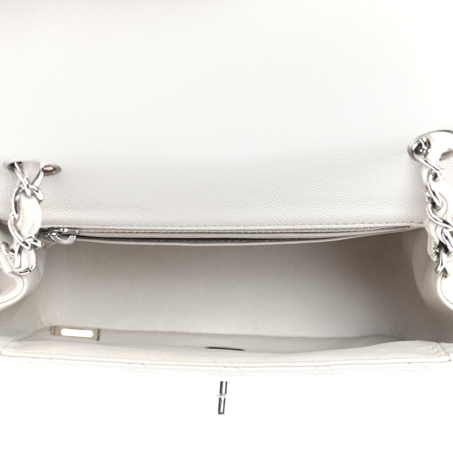 Caviar Quilted Mini Square Flap White
