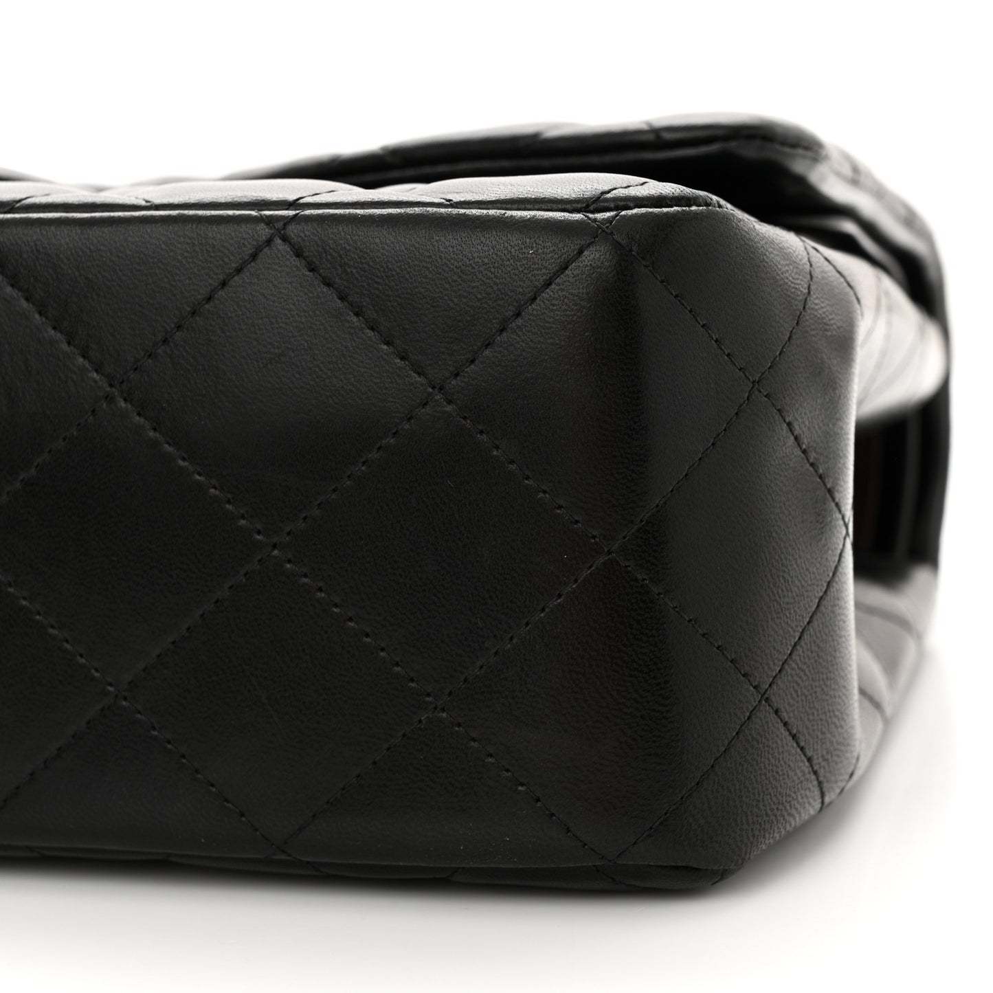 Lambskin Quilted Jumbo Double Flap Black