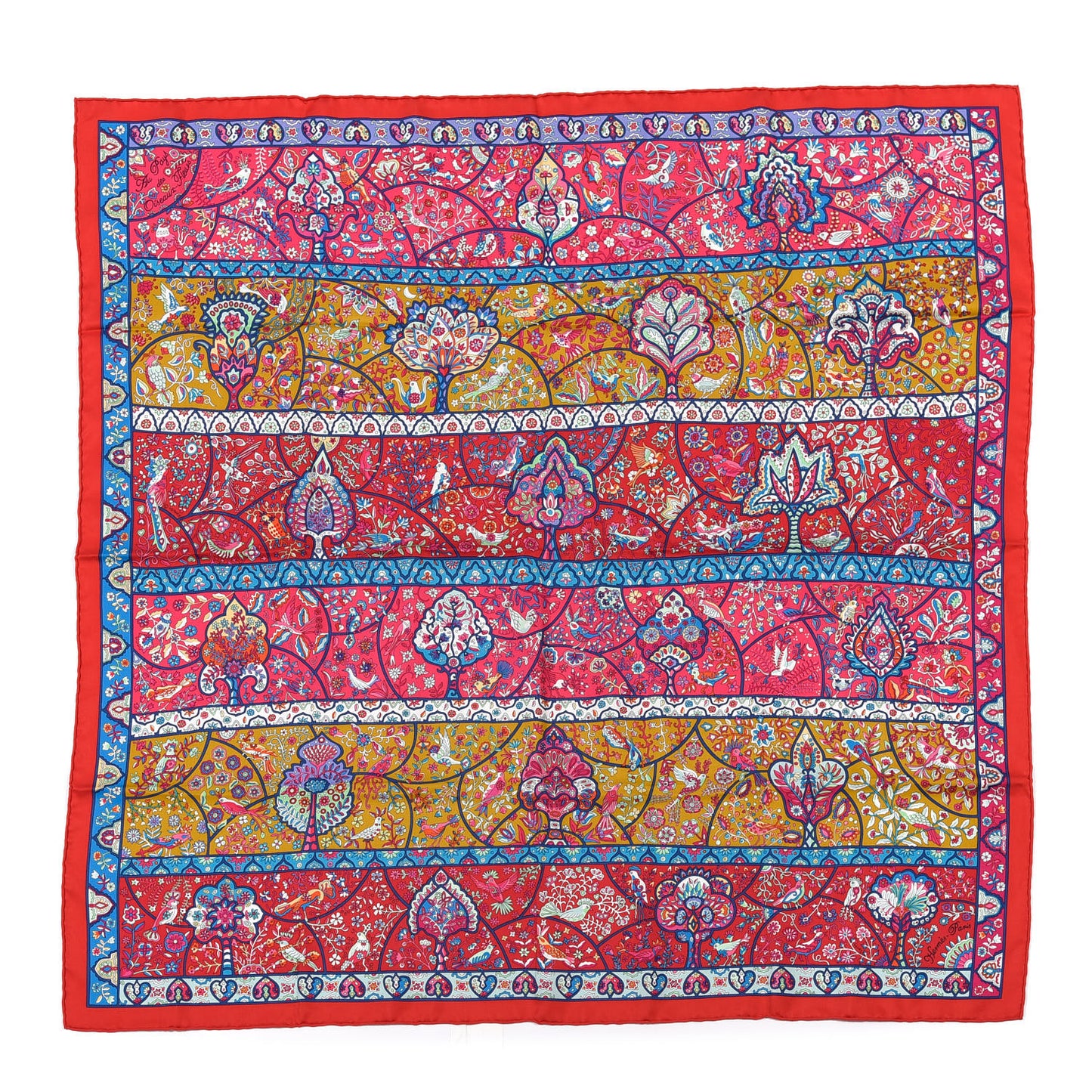 Silk Au Pays Des Oiseaux Fleurs Scarf 90