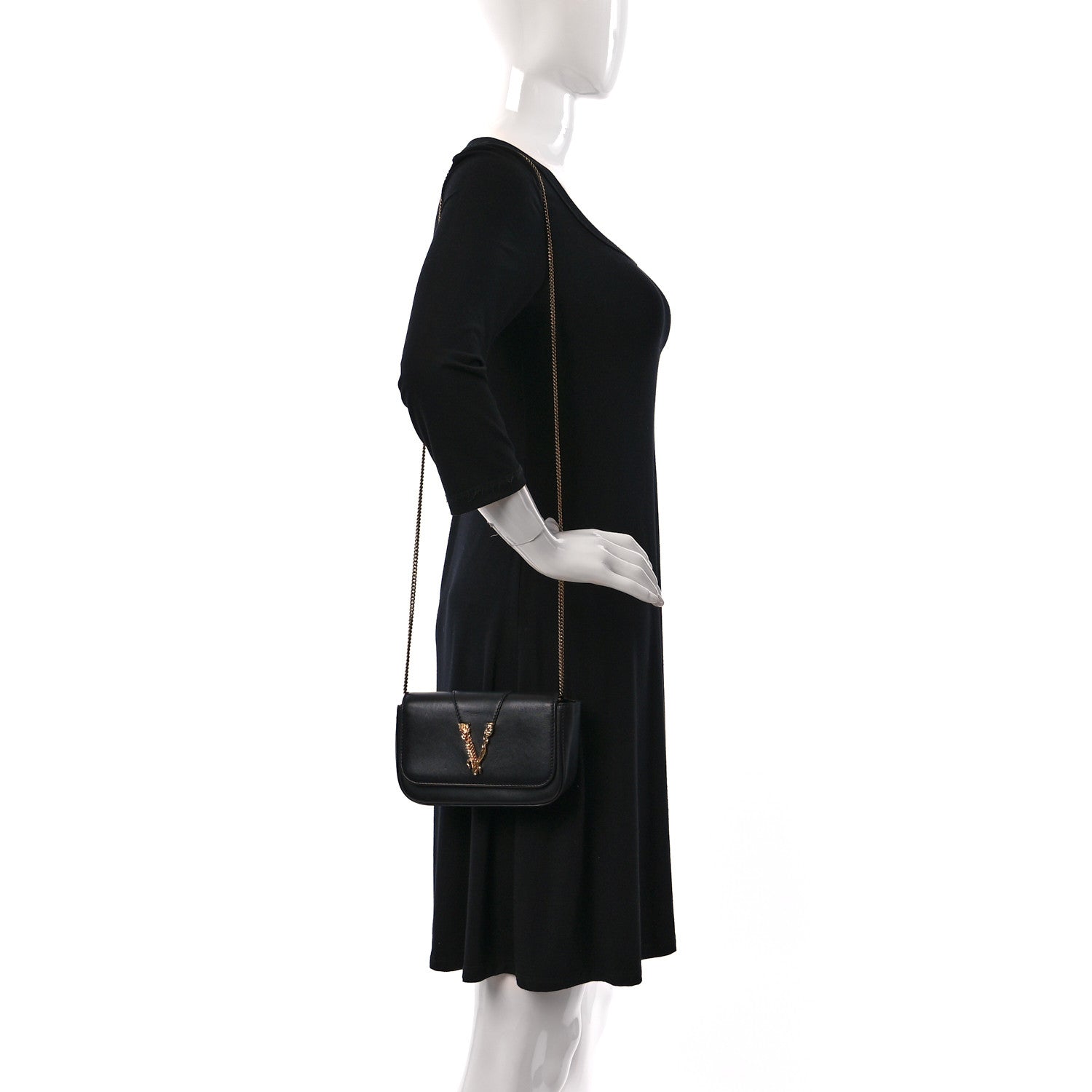 Versace Vitello Virtus Mini Chain Bag Black 2 of 14