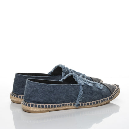 Chanel Denim Toile CC Espadrilles 40 Navy Black 4 of 7