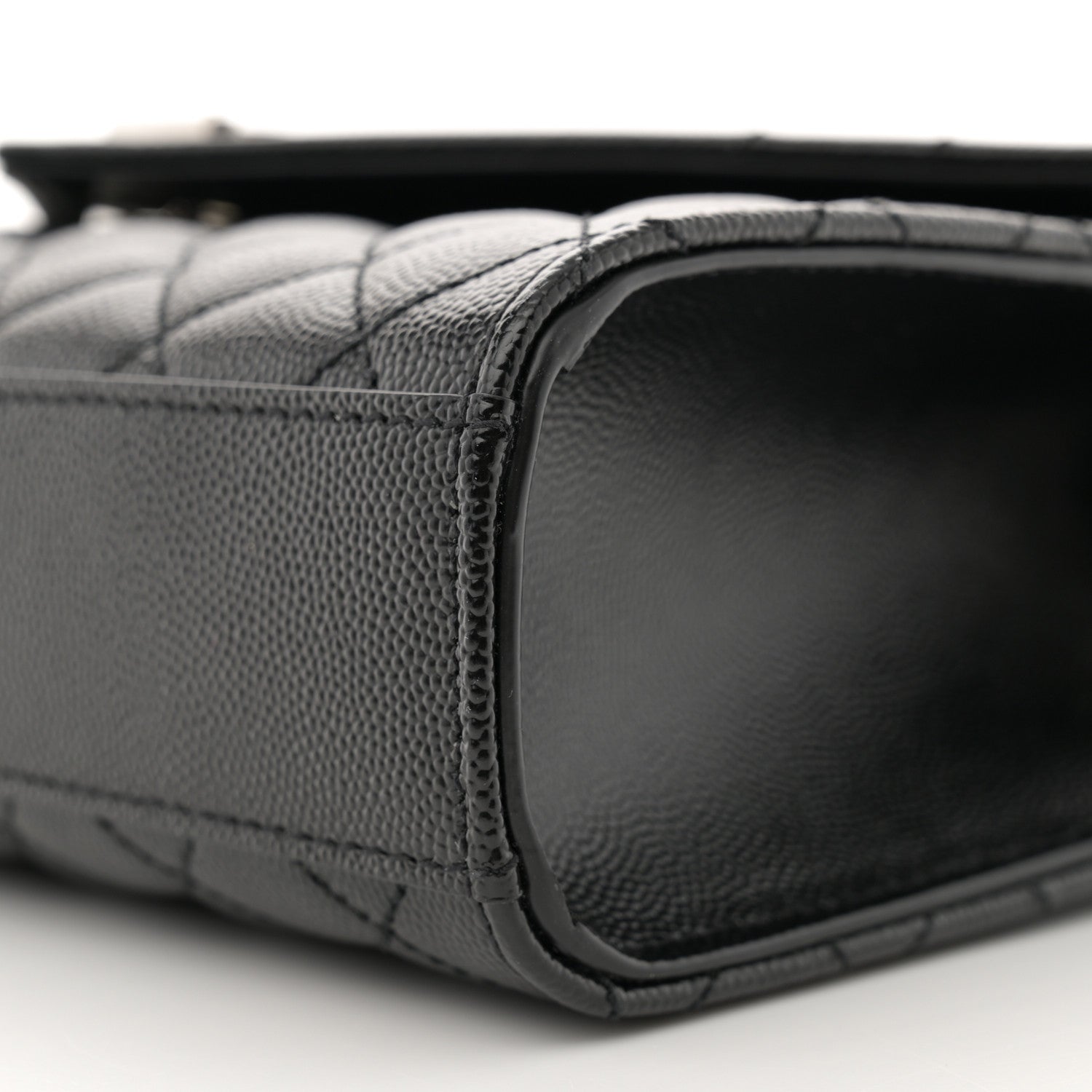 Saint Laurent Grain De Poudre Textured Mixed Matelasse Triquilt Medium Monogram Satchel Black 10 of 12