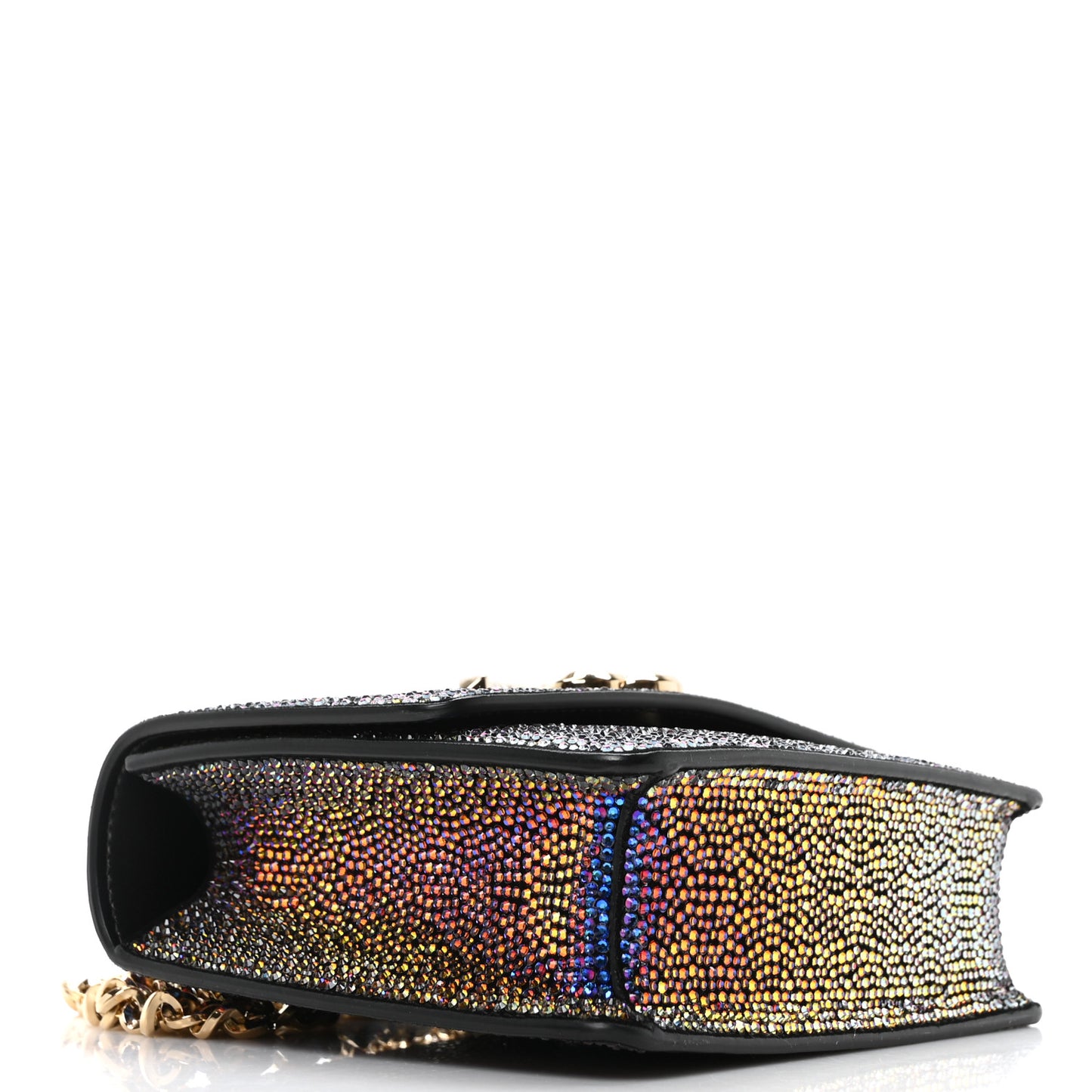 Suede Crystal Varenne Chain Shoulder Bag Black Ultraviolet