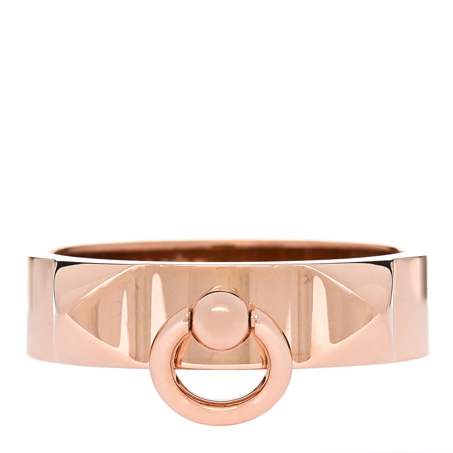 Hermes 18K Rose Gold PM Collier De Chien Ring 53 6.5 1 of 5