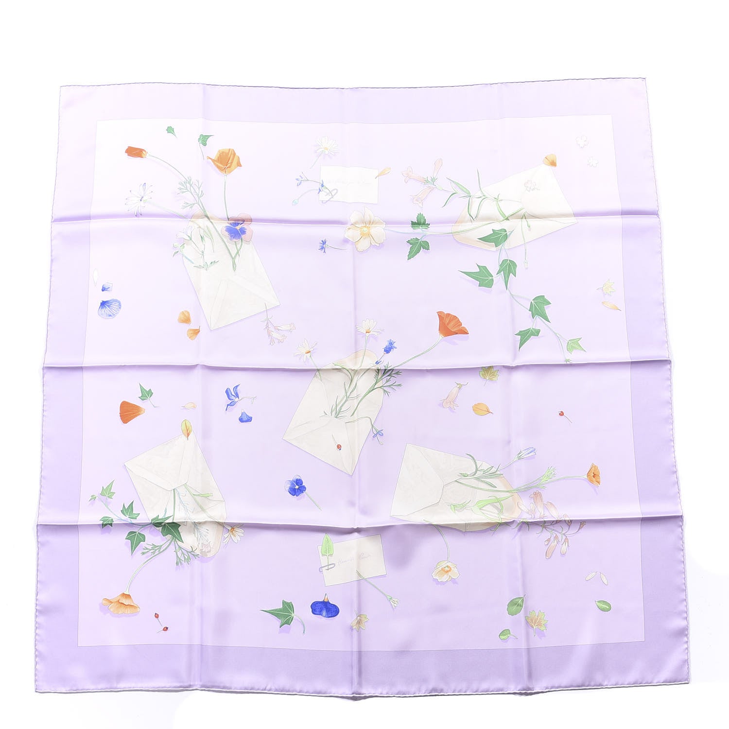 Hermes Silk Des Fleurs Pour Le Dire Scarf 90 Lavande Clair 1 of 4