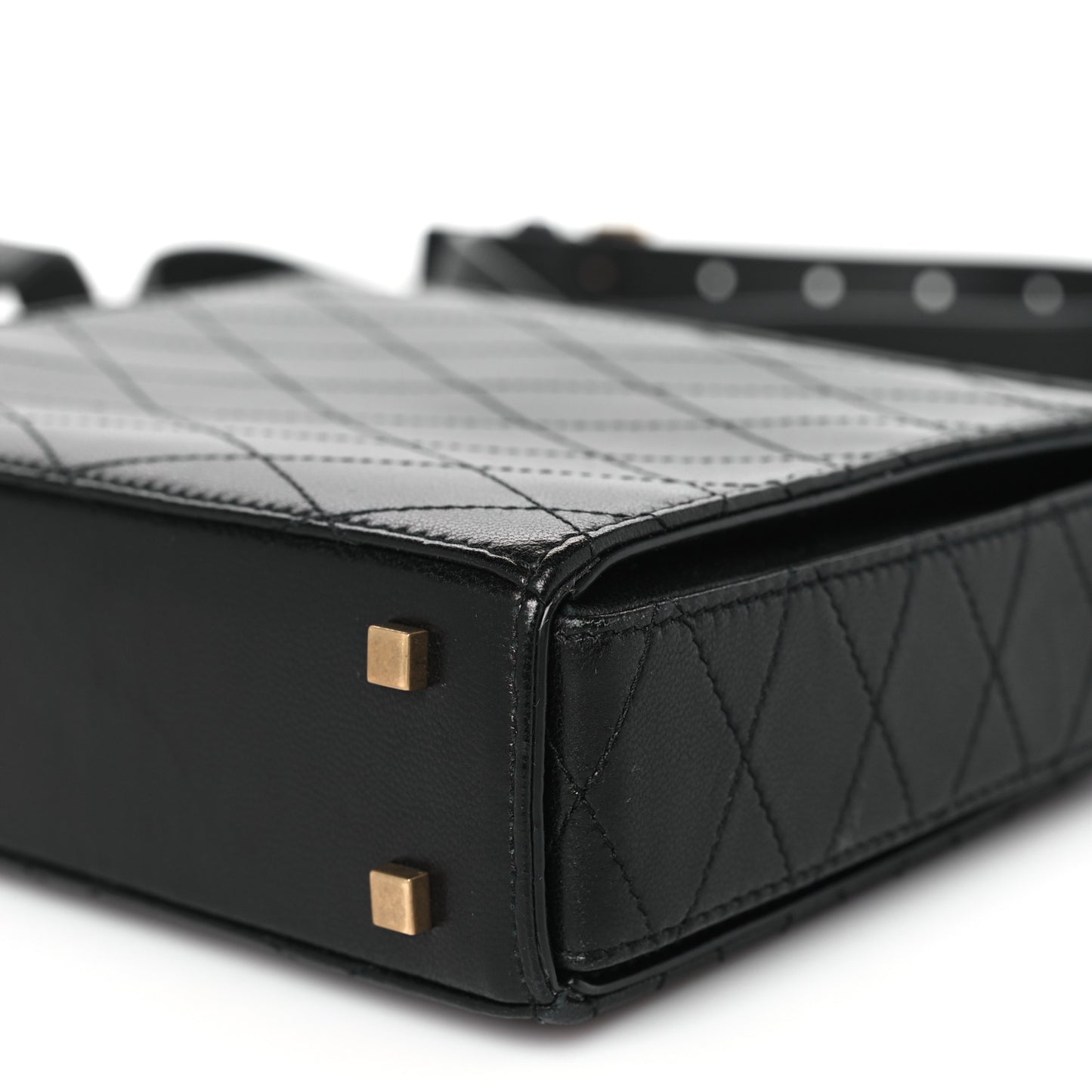 SAINT LAURENT Lambskin Quilted Mini Square Crossbody Black