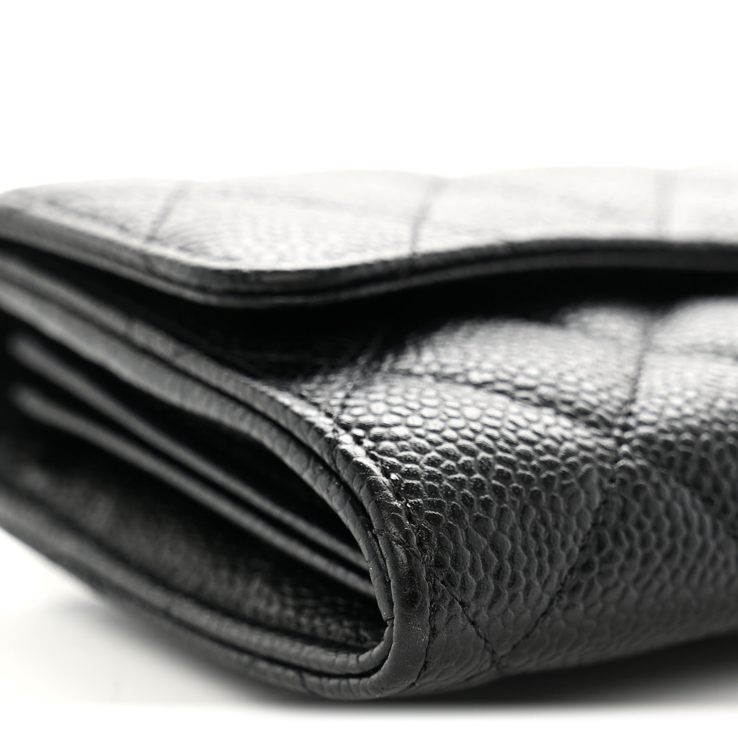 Caviar Quilted Large Gusset Flap Wallet Black